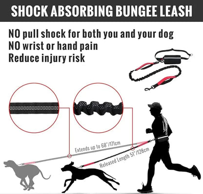 Hands Free Dog Leash with Zipper Pouch